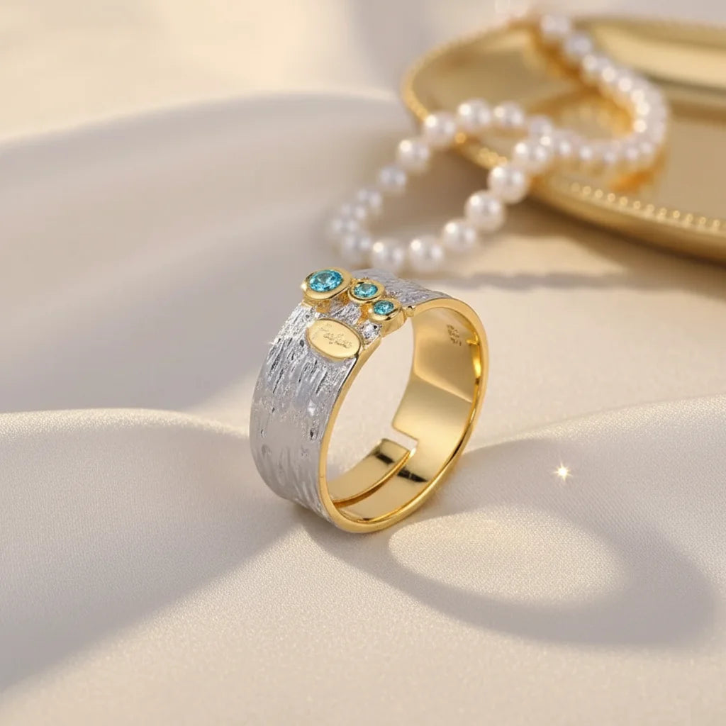 Rhinestone 925 Sterling Silver Ring for Women Dubai Design Blue Wholesale Handmade Vintage Perfect Zircon Lead & Nickel Free