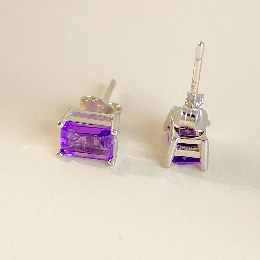 Gioiellieri Custom Fashion Cute Earrings for Girls Summer Natural Amethyst Design Inspired 925 Sterling Silver Gold for Anniversary Gift