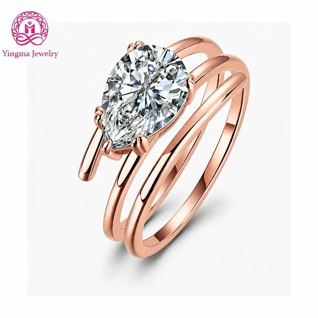 Gioiellieri IGI Certified Trendy Pear Cut Lab Grown Diamond Ring 2CT D VVS1 Solitaire With Plain Band 9K 10K 14K 18K Gold Women Fine Jewelry