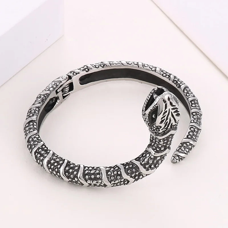 KALEN Unisex Fashion  Stainless Steel Snake Cuff Bangle Bracelet With Spring Clasp