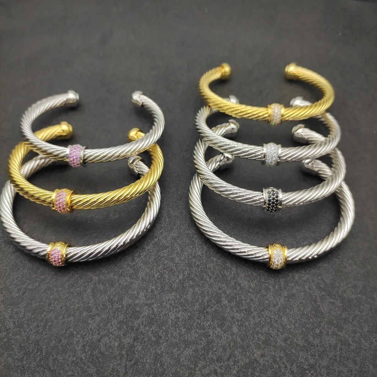 FASHIONISTA DY High-Quality 7mm Silver-Plated Diamond Fashion Bracelet, Fashionable Silver-Plated Colored Gemstone Bangle, Jewelry