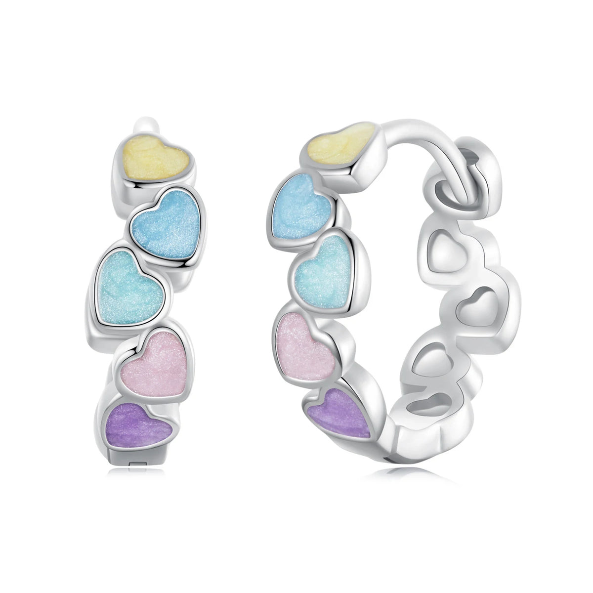 S&S 925 Silver Zircon Charm Earrings – Heart, Star, Butterfly & More – Platinum Plated – Collection