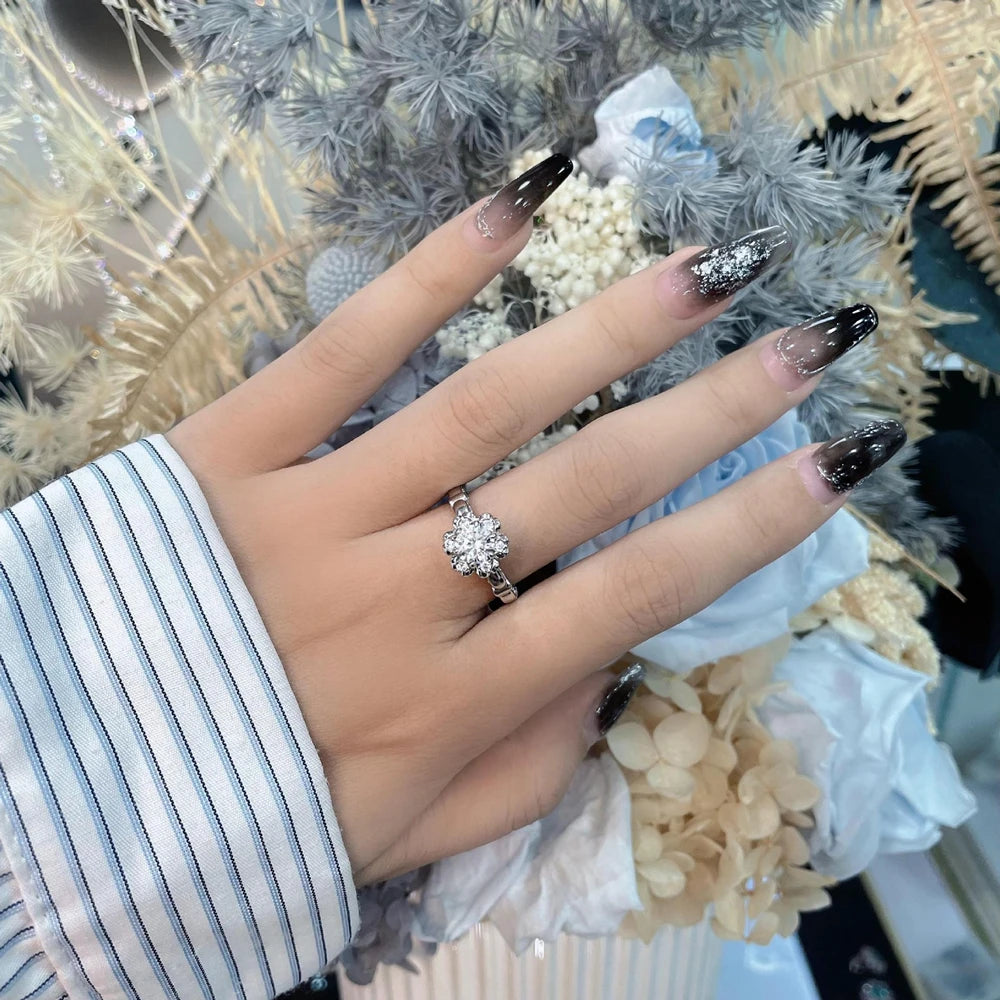 MuShan Jewelry Factory 6mm Round White G 1 Carat High Carbon Diamond Ring High End Niche and Versatile for Women