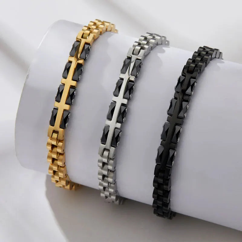 REBEL Anti Tarnished 316L Stainless Steel Fashion Men's Bracelet & Bangle 14K 18K Gold Plated Engravable Bracelet Blanks For Men