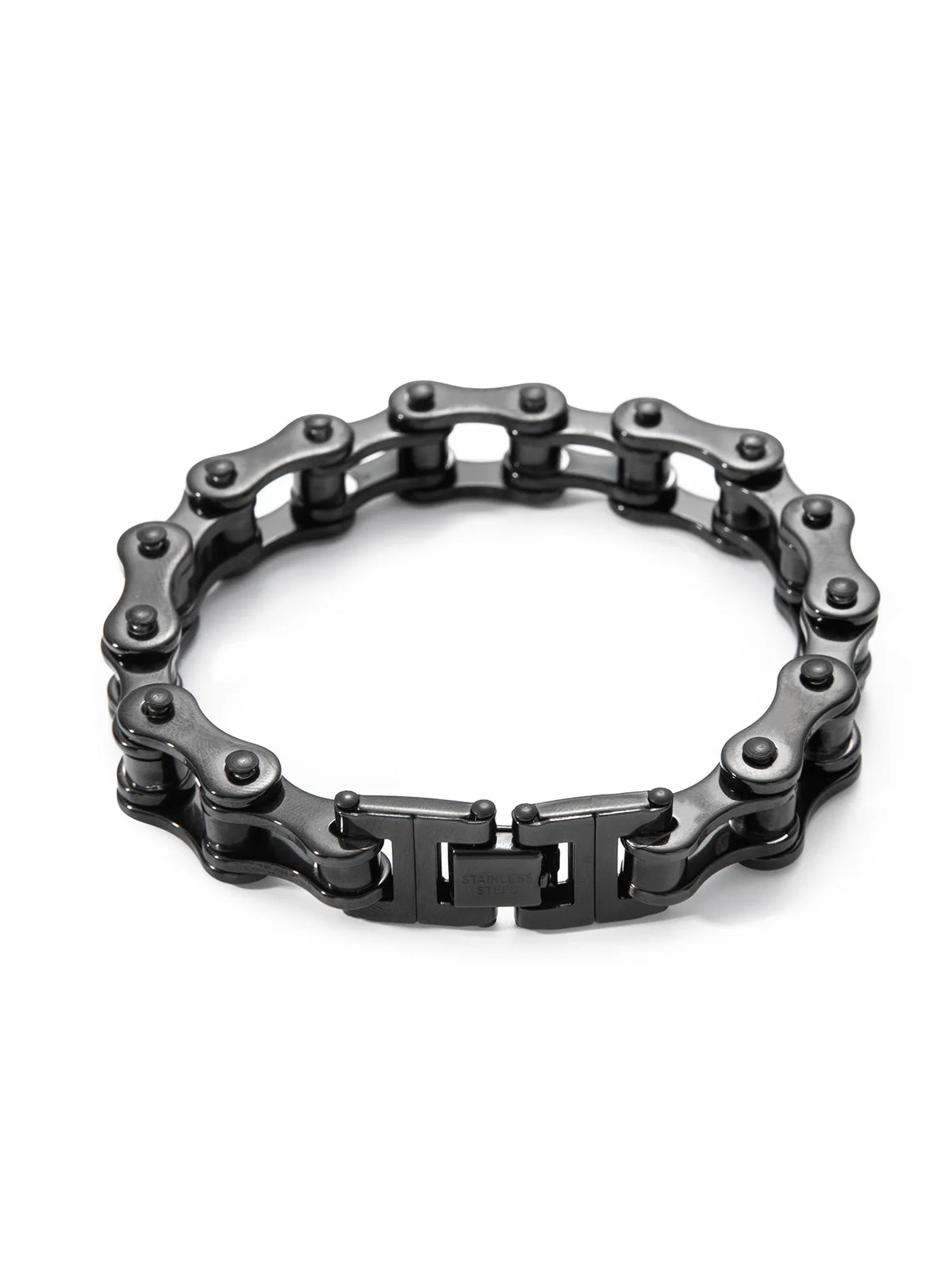 REBEL Stainless Steel Real Gold Plated Biker Chain Bicycle Link Bracelet for Men Street Stackable Hip Hop Tarnish Resistant