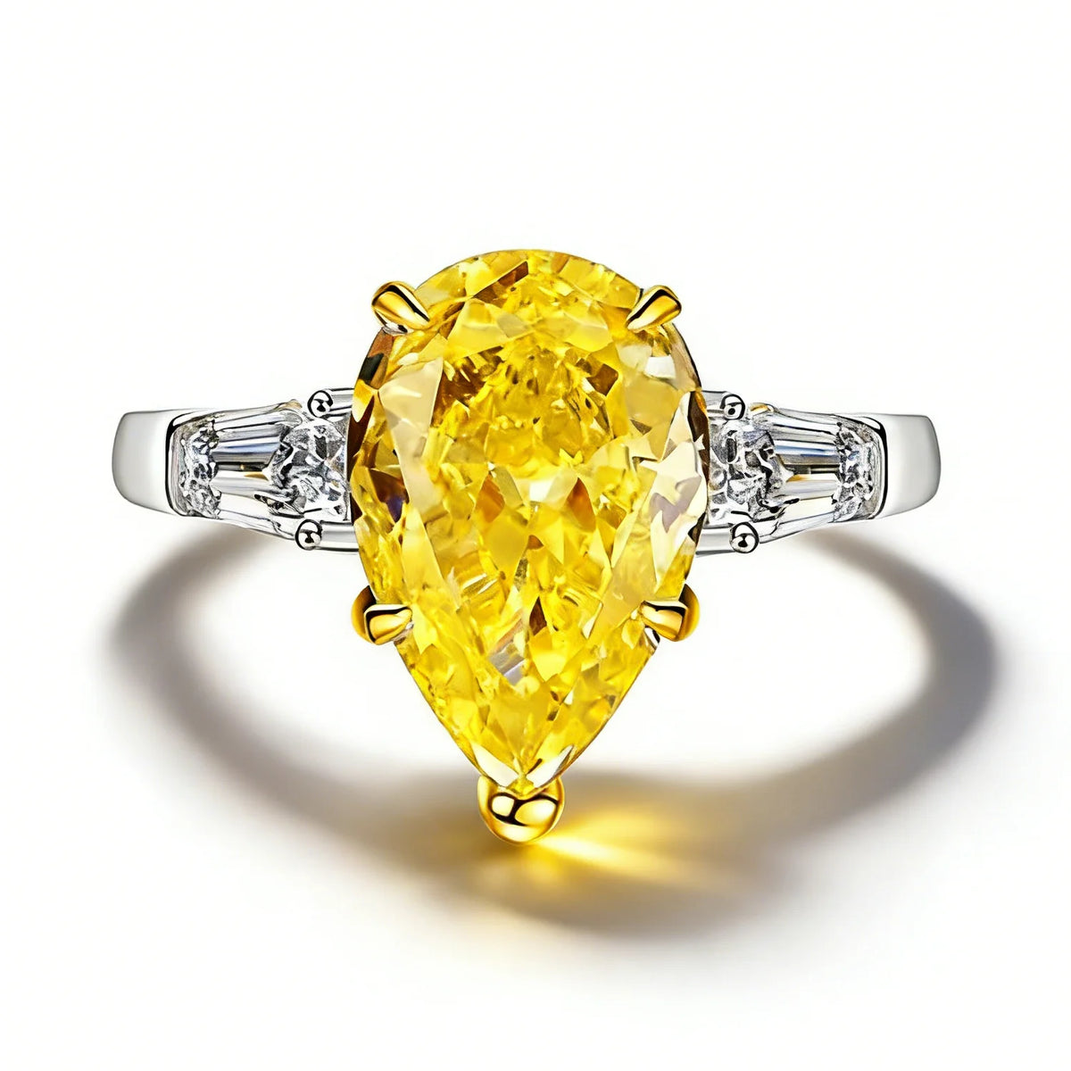 Trendy 925 Sterling Silver 5A 8A Yellow Cubic Zirconia Ring for Women Engagement Promise Bride Rings Customized Jewelry Supplies