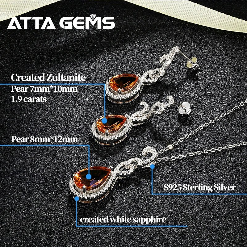 Diaspore Earrings Pendant Zultanite Jewelry Set Color Change Gemstone Sterling Silver 925  Fine Jewelry for Girl Birthday Gifts
