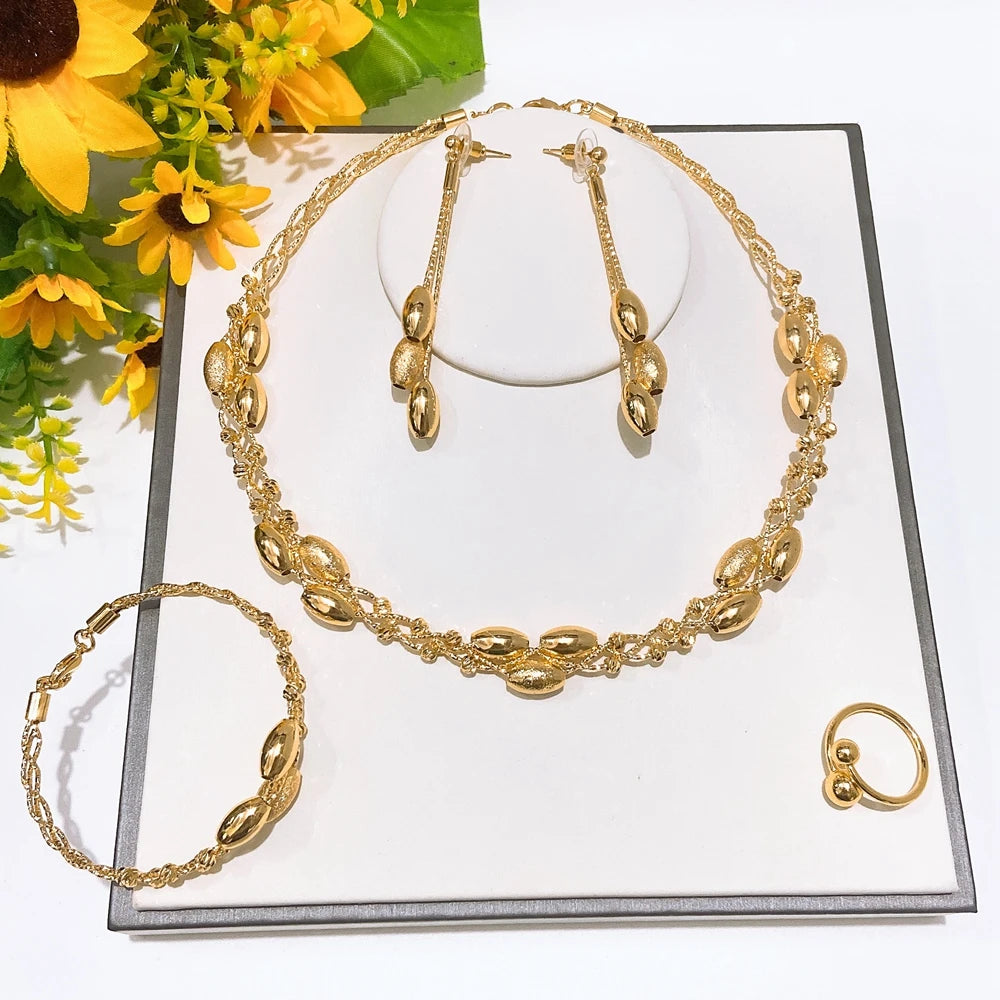 Italian Jewelry Set Alloy Brazilian Jewelry Sets Wedding Party Pendant Necklace Bracelet Ring Earrings Jewelry Set  HK051222