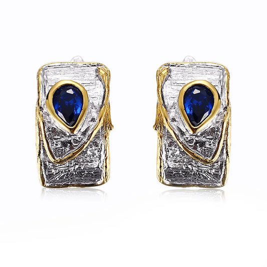 Afro 925 Sterling Silver Classic Blue Spinel Charm Earrings for Women-Wedding & Party Gift