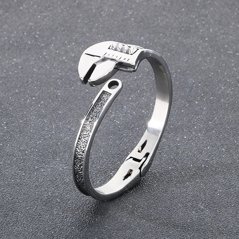 KALEN Men Cool Stainless Steel Fashion Bracelets & Bangles Open Cuff Wrench Charm Bracelet