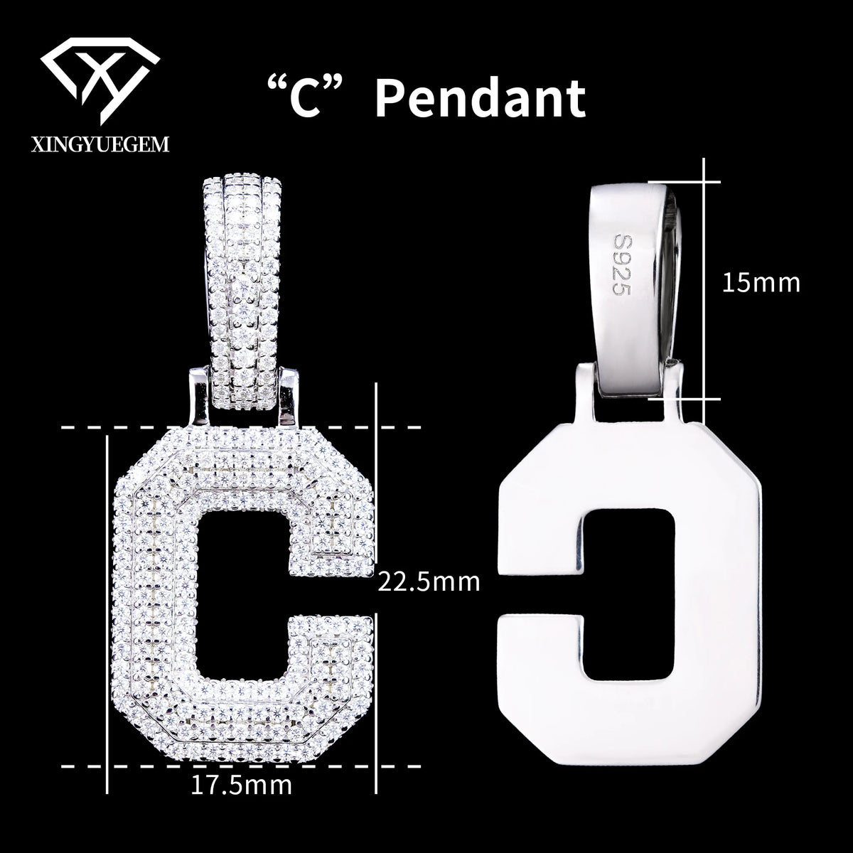 ArtistA Custom Hip Hop Fine Jewelry 925 Sterling Silver White Gold Plated GRA Certified Brilliant Cut Moissanite Pendant