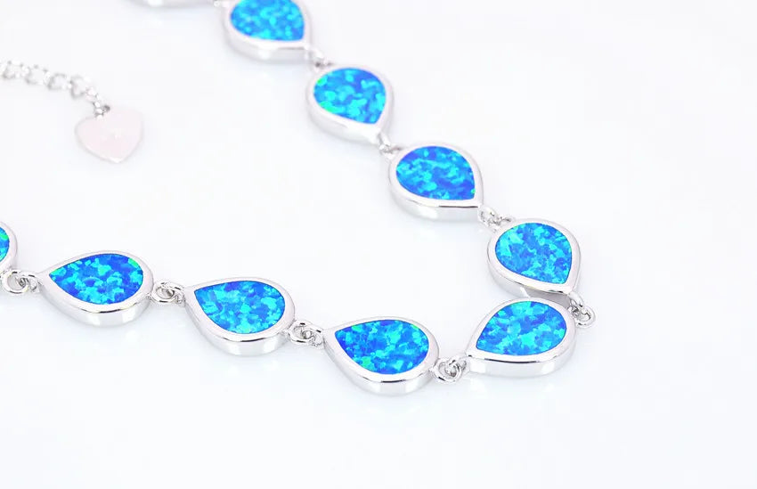 Trendy Hawaiian Vibe Brass Beaded Geometric Christian Opal Bracelet Dual Style Egg & Teardrop Jewelry for Women