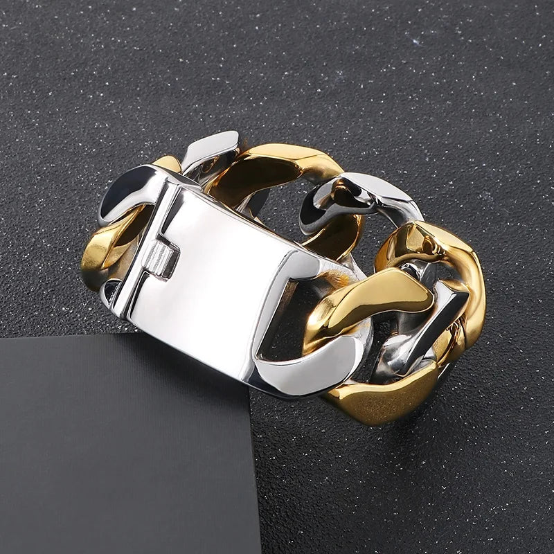 KALEN Bold Vintage Men Hip-Hop Stainless Steel Fashion Jewelry Bracelets Huge Cuban Link Chain Bracelet