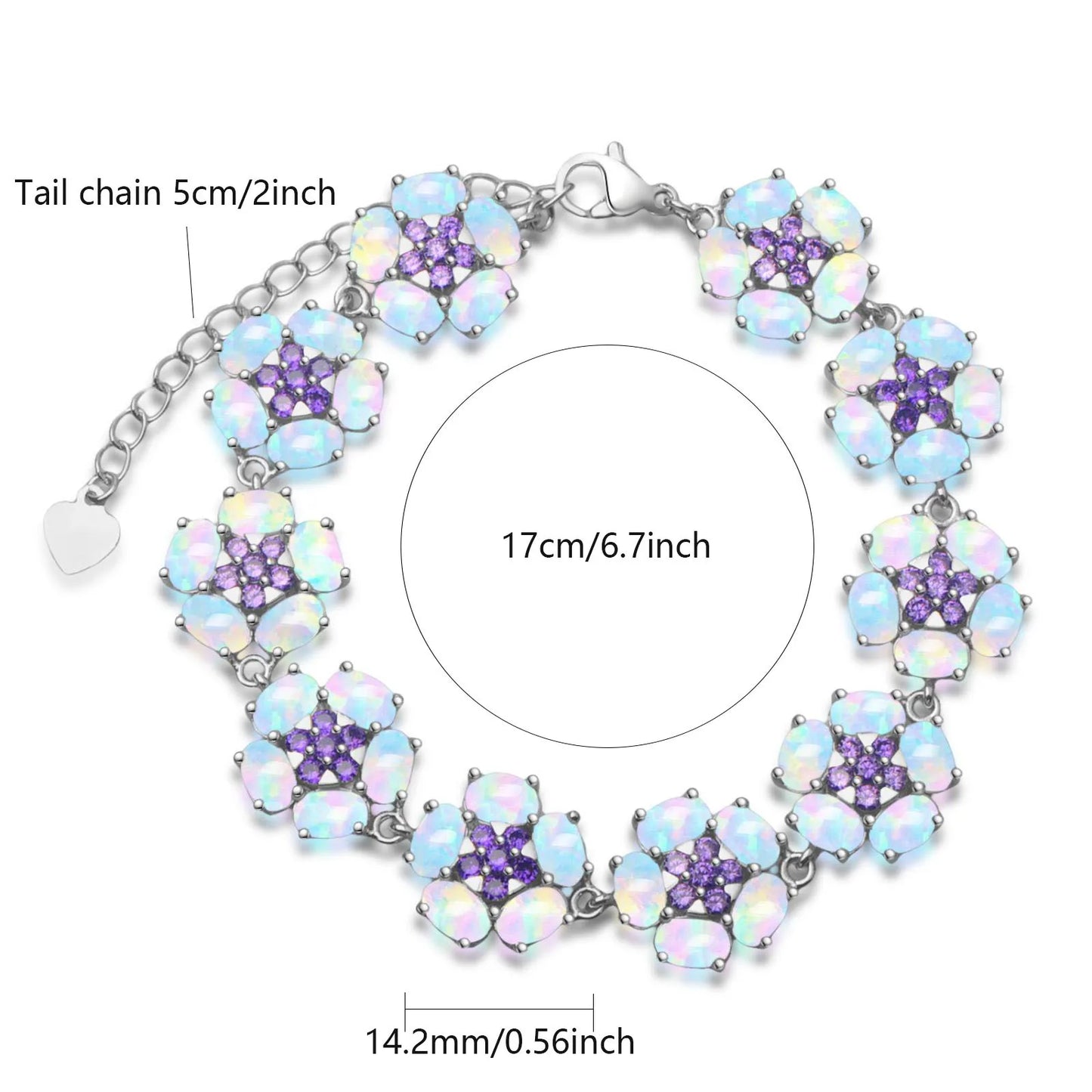 New Women's Xia Wei Flower Beaded Bracelet Opal Trendy Brass Gold-color Plated Jewelry Inlaid Gemstone Fashion Anniversary