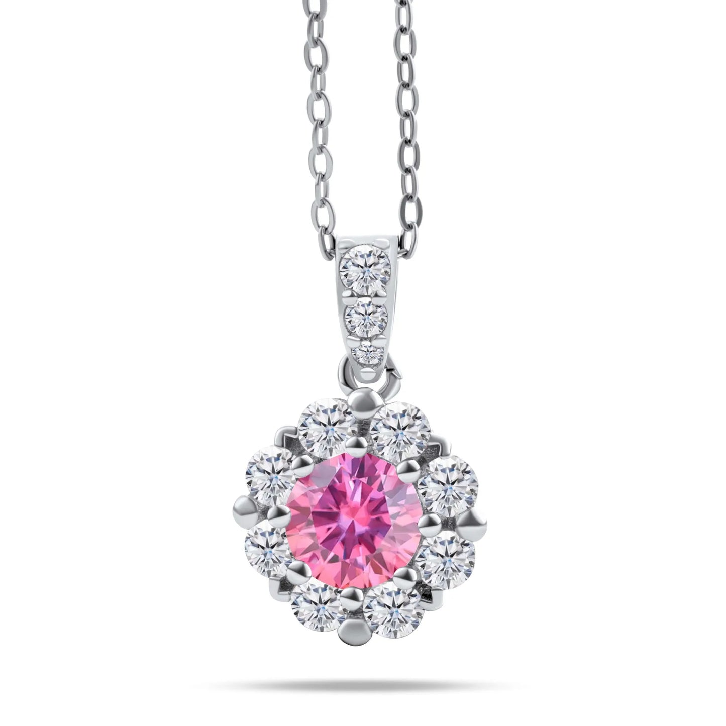 Fashion Fine 925 Sterling Silver Cluster Set Round Cut 1ct VVS GRA Colored Moissanite Jewelry Classic Sunflower Pendant Necklace