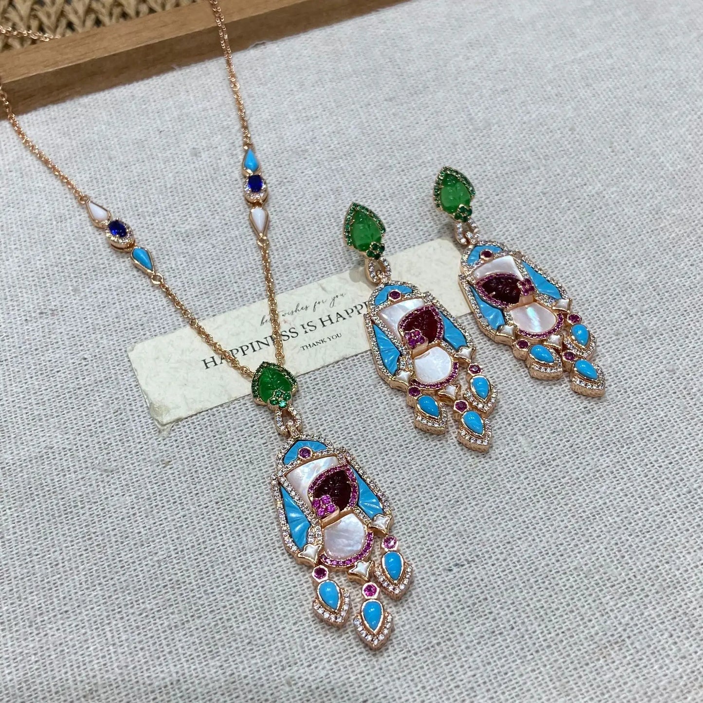 Trendy Ethnic Wedding Engagement Jewelry Set Rose Gold Plated Natural White Shell Long Tassel Necklace Earring Sets