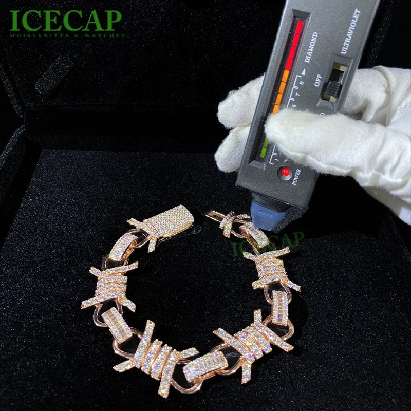 REBEL Icecap 20mm Personalized Cuban Chain Jewelry Set Iced Out VVS Moissanite Diamond Necklace and Bracelet for Rapper Hip Hop Chain
