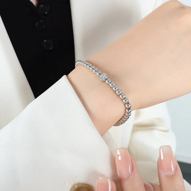 Diamond Geometric Pendant Bead Chain Necklace & Bracelet | New Chinese Style Gold Stainless Steel Jewellery