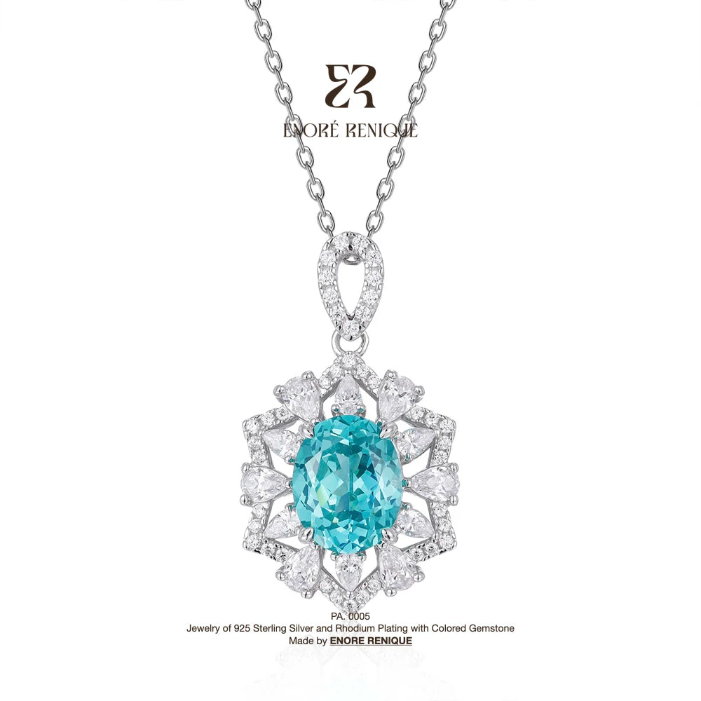 Lab Grown Paraiba Cluster Statement Jewelry Parure Rhodium Plated 925 Sterling Silver Gemstone Jewelry Set for Ball Accessories