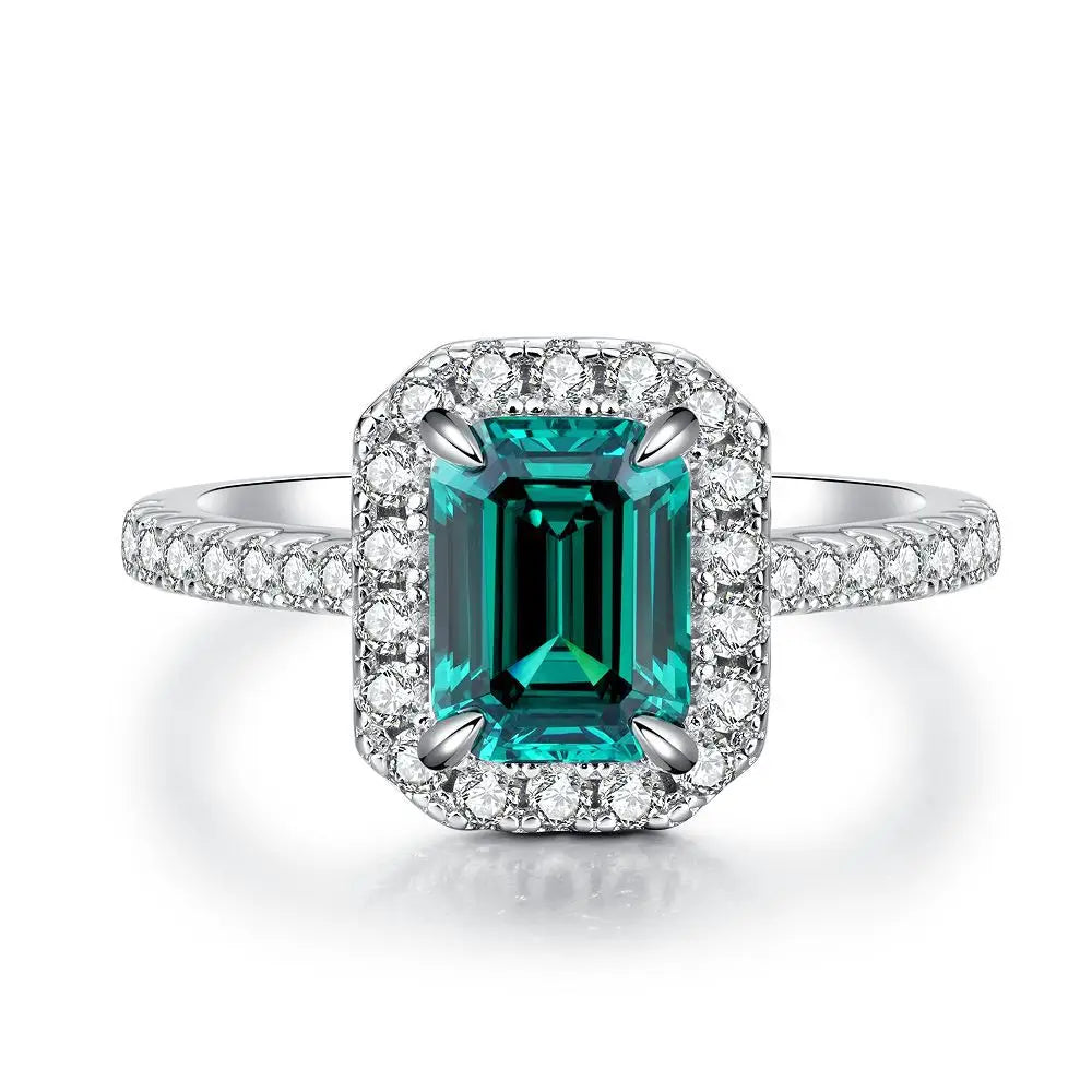 Elegant Women 925 Sterling Silver Emerald 5A 8A Cubic Zirconia Ring Promise Wedding Rings Custom Jewelry Manufacturing OEM/ODM