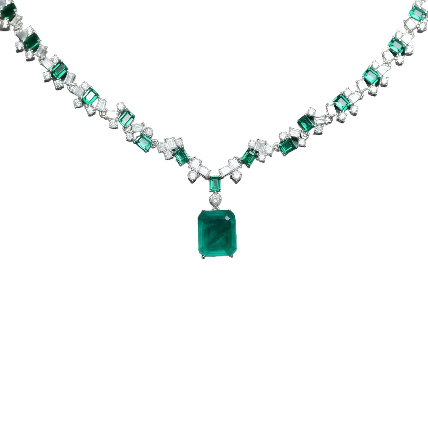 MUSHAN Luxury High Carbon Diamond Musa Green 925 Sterling Silver Pendant Necklace for Party Occasions
