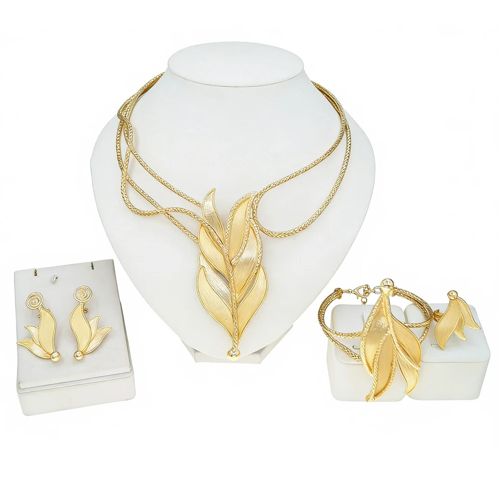 Italian Jewelry Set Alloy Brazilian Jewelry Sets Wedding Party Pendant Spiral Necklace Bracelet Ring Earrings Jewelry Set X00047