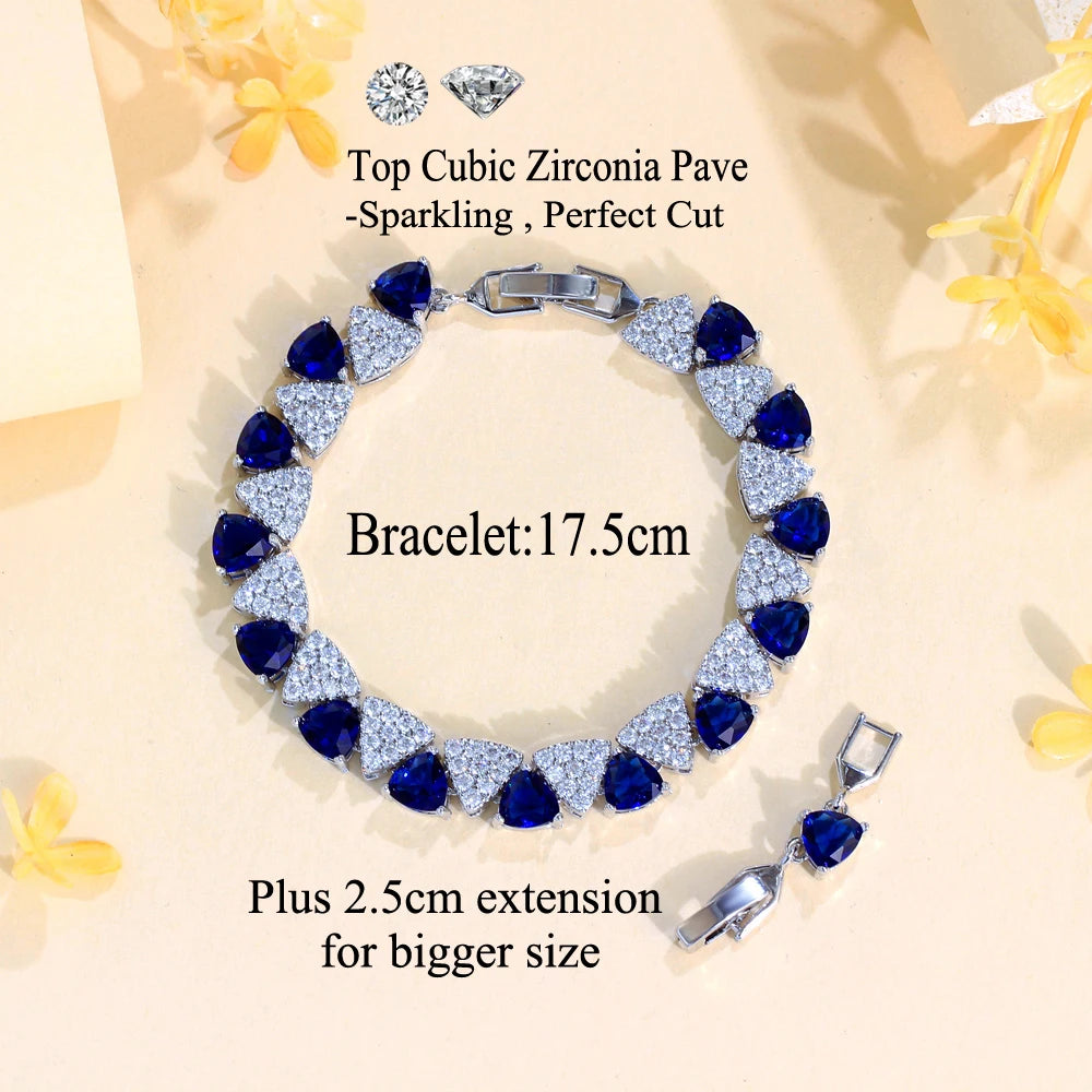 S&S CZ Trillion Cut Tennis Bracelet – Silver Plated – 5 Colours – Collection
