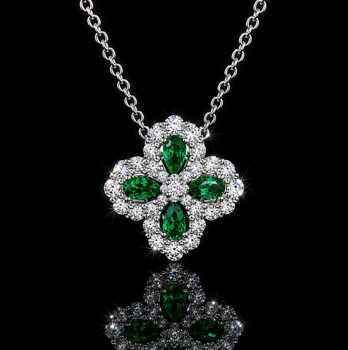 GRA Certificate 925 Silver Pendant Set  VVS1 Lab-Grown Diamond Luxury Pendant Holiday Gift Emerald Style Pendant Set