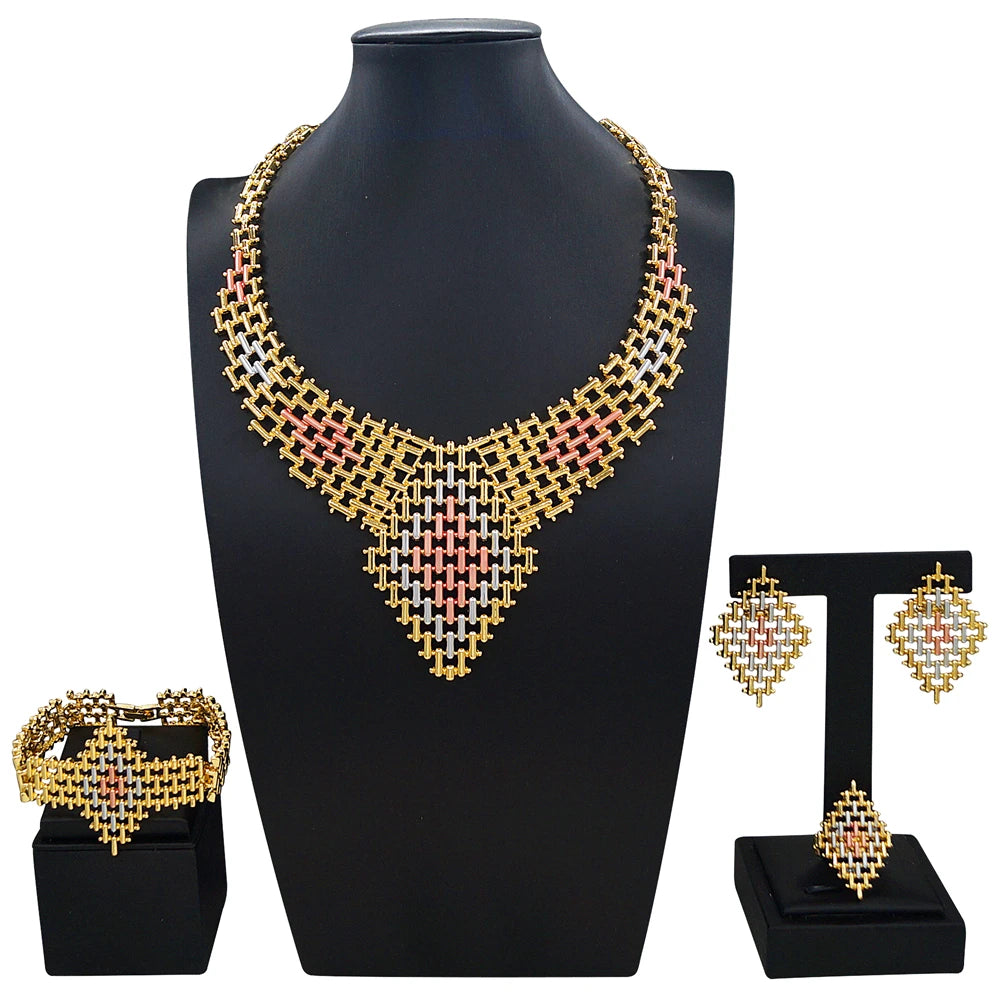 Zhuerrui Italiano Gold Designs Women Jewellery Set Party Fine Costume Jewelry Set Luxury Big Necklace Jewellery Sets I008620