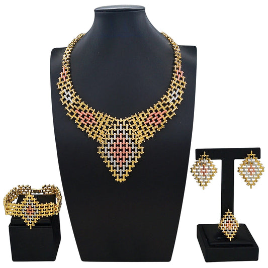 Zhuerrui Italiano Gold Designs Women Jewellery Set Party Fine Costume Jewelry Set Luxury Big Necklace Jewellery Sets I008620