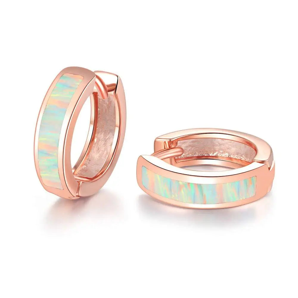 Australian Style Luxury Small Opal Stud Earrings in Silver Plated Brass for Girls with Small Ears Gift