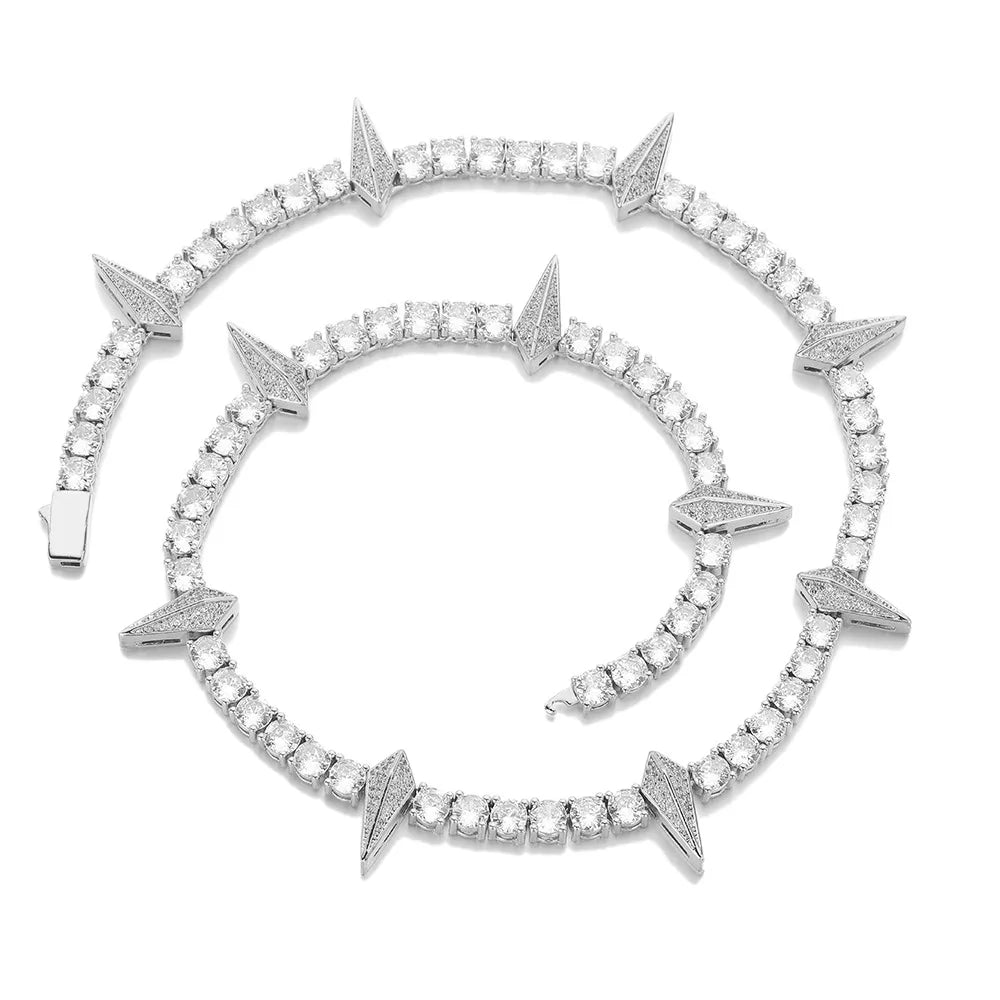 Luxury Black Zirconia CZ Diamond Tennis Bracelet Fashion Same Style Black Panther Choker Necklace Beast Toothed Hip-hop Bracelet