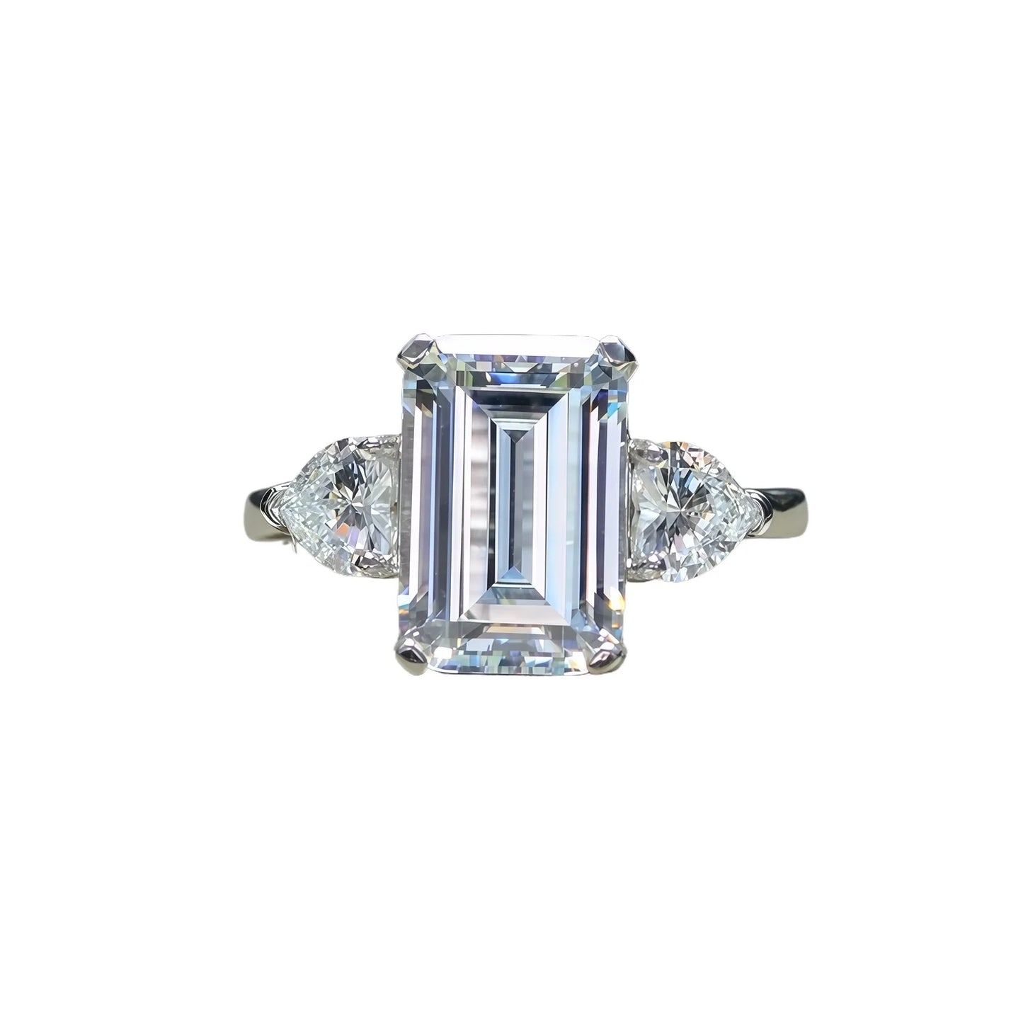 MUSHAN Jewelry Factory 925 Sterling Silver Engagement Ring 5CT Emerald Cut Cubic Zirconia Wedding Bands Parties Jewelry Rings