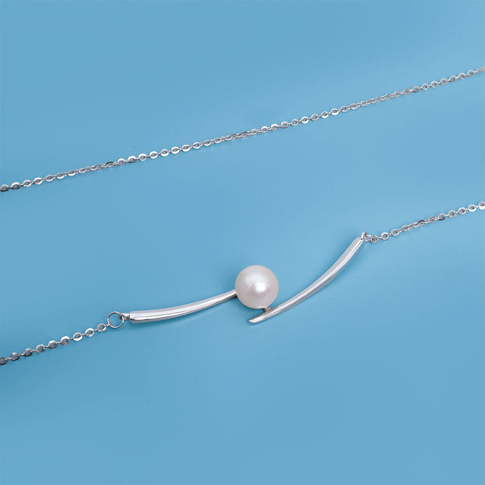 Akoya Pearl Platinum Plated NGTC Certified AAAAA Natural Seawater Round Pearl 925 Silver Unisex Fashion Necklace