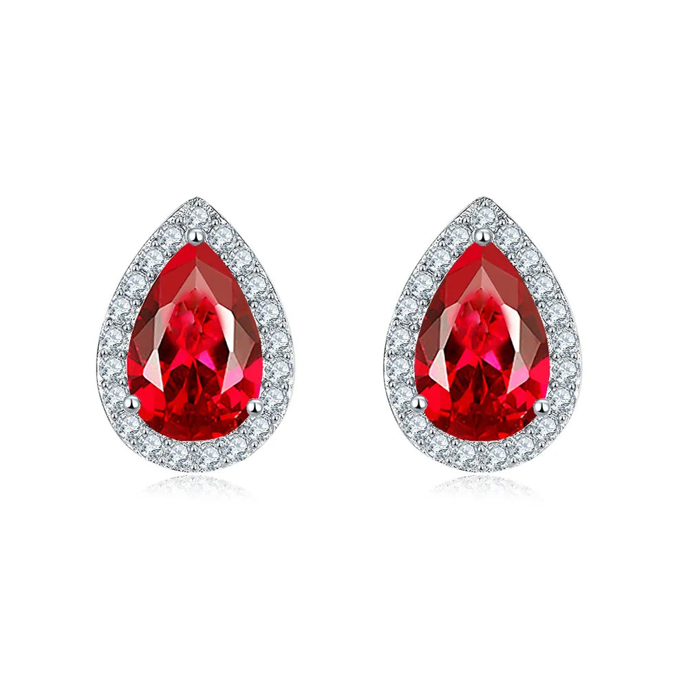 MUSHAN Jewelry Factory Fashionable Classic 925 Sterling Silver Navy Blue Earrings Women 7 * 9 Droplet Shaped Colored Zircon