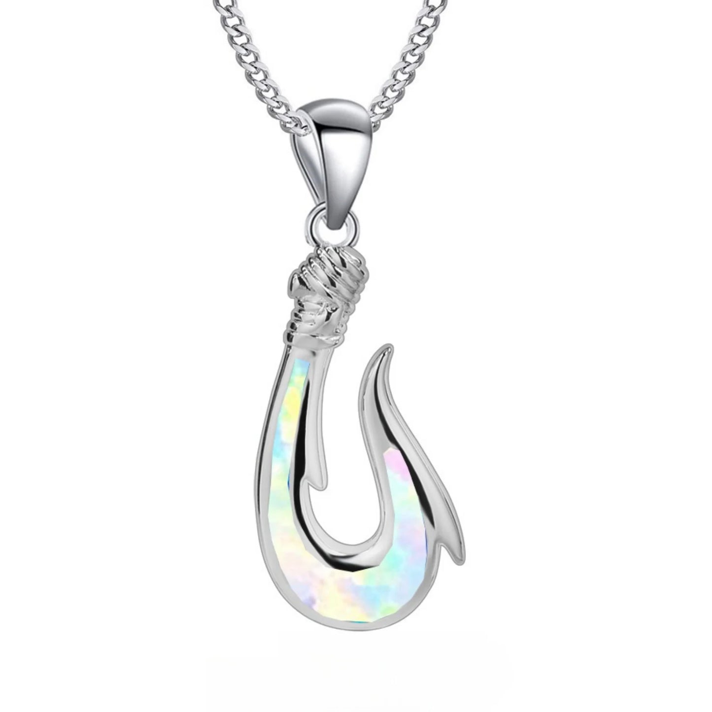 Ocean Theme fish hook Necklace Aobao Opal Inlaid Starfish Detail Fashion Jewelry