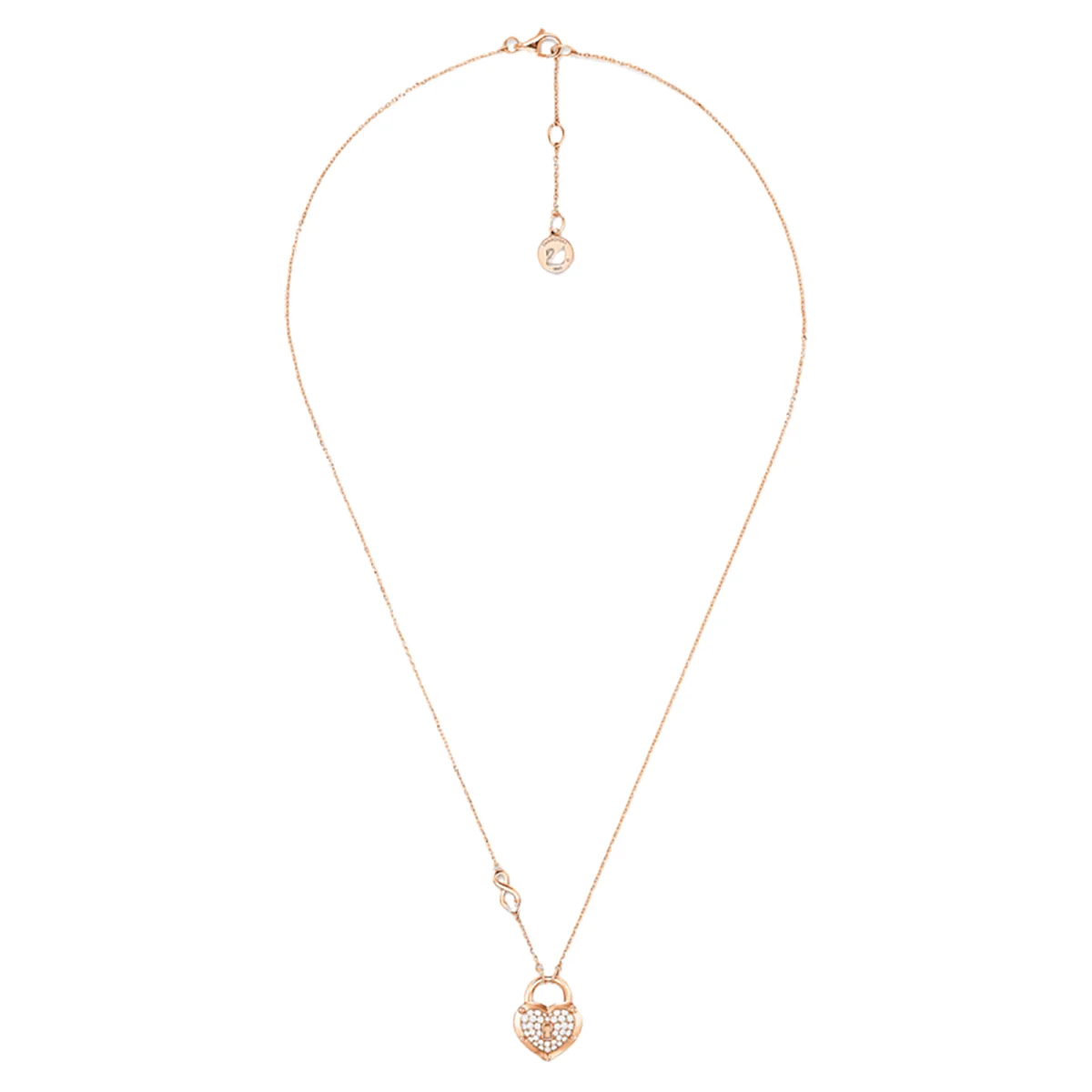 S&S Dainty Love Heart Pendant Necklace, Cubic Zirconia Key Interlocking Necklace Romantic Gift for Her