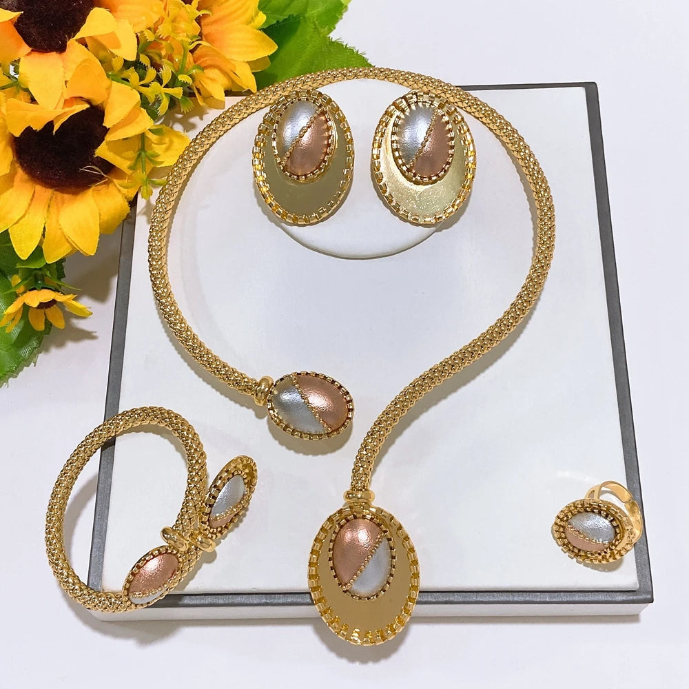Italian Jewelry Set Alloy Brazilian Jewelry Sets Wedding Party Pendant Necklace Bracelet Ring Earrings Jewelry Set  HS2603725