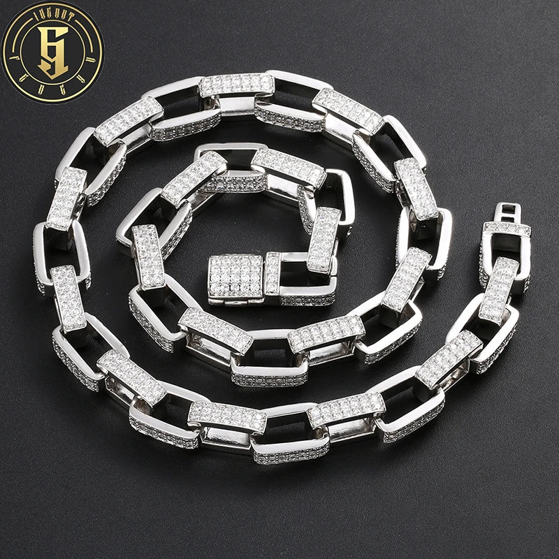 Fashion Design Copper Men 11mm High Quality Gold Plated Zirconia Cuboid Cuban Link Chain Wholesale Jewelry