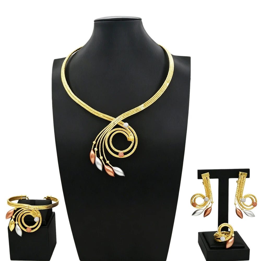 Italian Jewelry Set Alloy Brazilian Jewelry Sets Wedding Party Pendant Necklace Bracelet Ring Earrings Jewelry Set  HS2603525