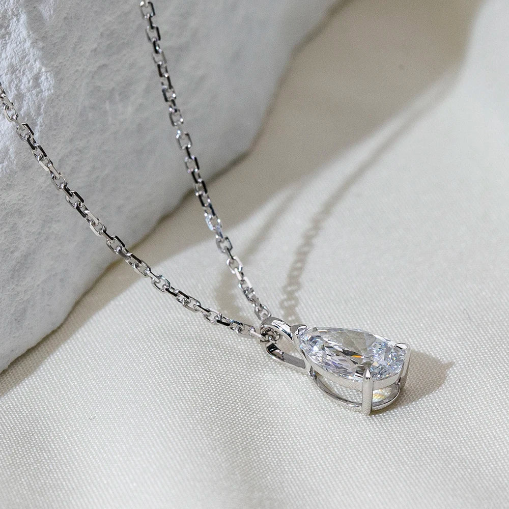 Gemfiori MSN-952 9k with 1ct Pear Cut Diamond Pendant Necklace for Woman Custom Jewelry Valentine's Gift for Girlfriend Good Price