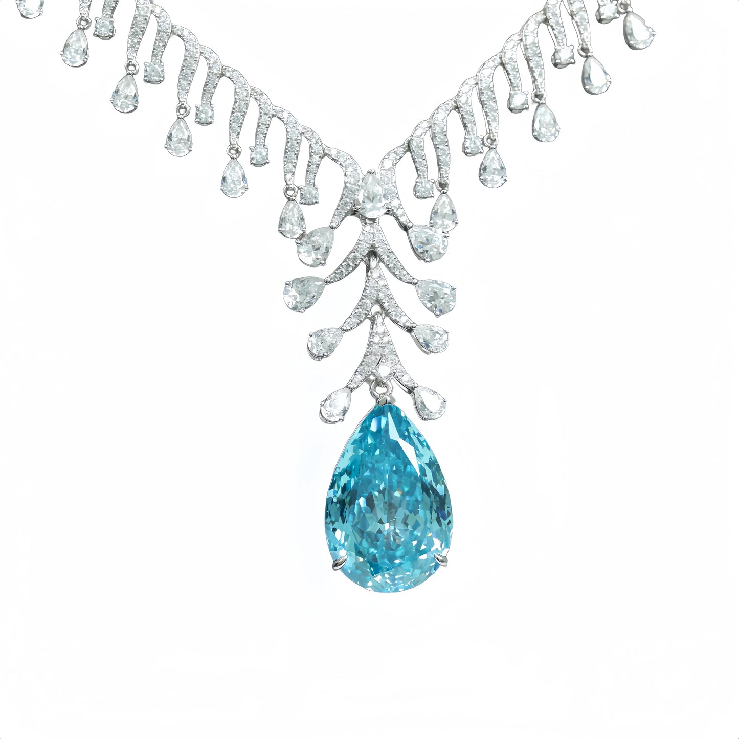 MUSHAN Jewelry Factory Luxury Brand Designer High Carbon Diamond Water Drop Sapphire Pendant Necklaces Woman 925 Silver Jewelry