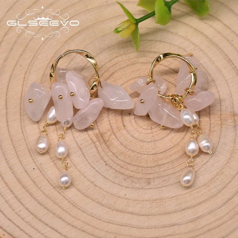 Pink Crystal Earrings Party Gift Freshwater Pearl Drop Earrings Ear Pin 925 Sterling Silver Fine Jewelry  Earrings Bulk