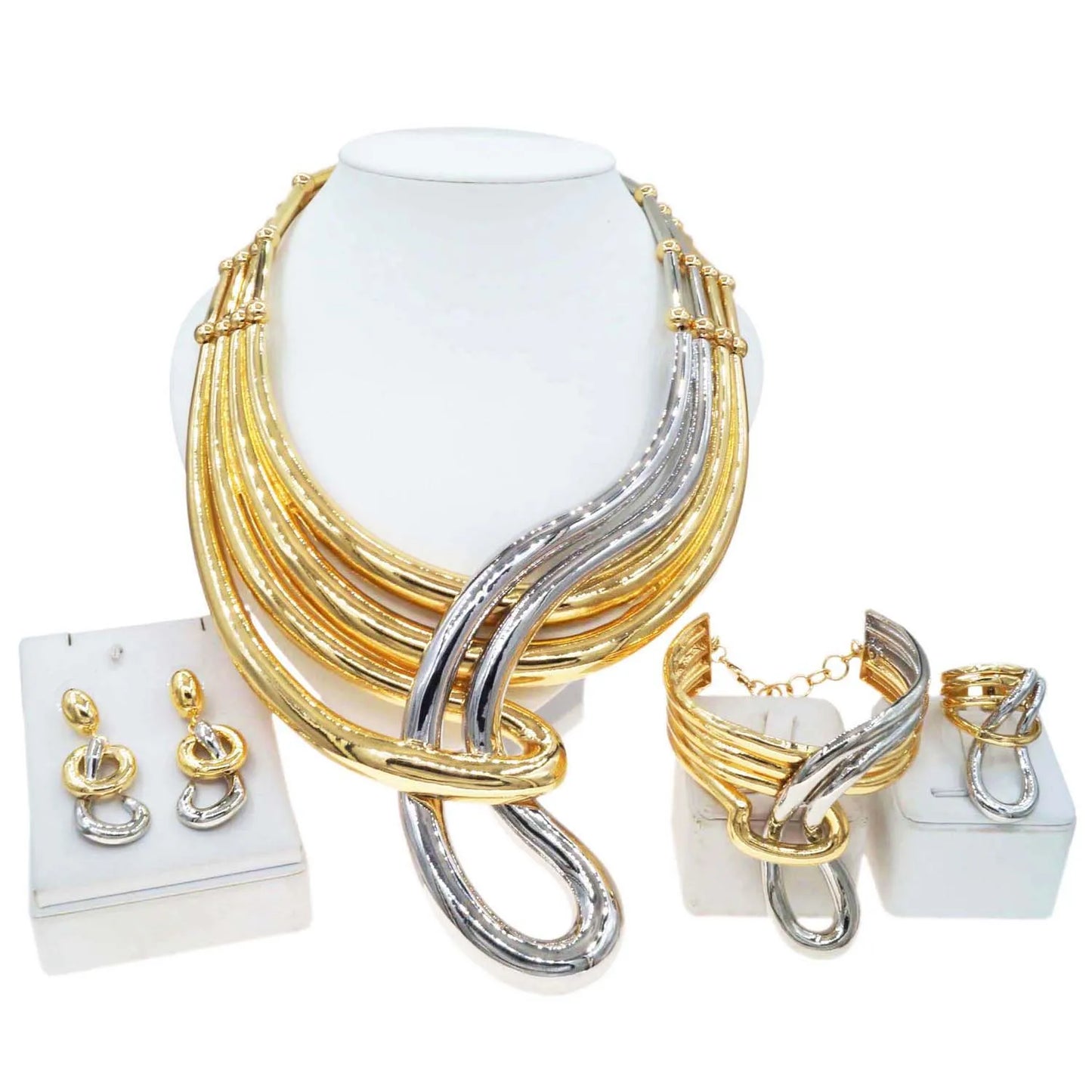 Zhuerrui Latest Pendant Good Jewelry Sets Simple Silver Necklace Bracelet Jewelry Set Available Bridal Wedding Gifts H20175