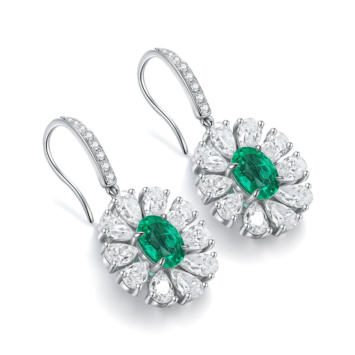 Gemfiori Anster High Quality S925 Lab Grown Emerald Earring Stud Dainty Gemstone Stud Earrings for Women Daily Wear Gift