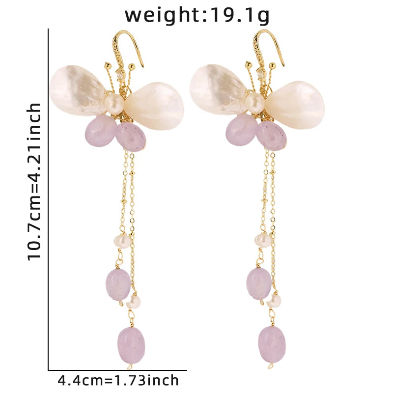Natural Pearl Baroque Amethyst Butterfly Earrings 2025 New Design Earrings Banquet Gift Girls Jewelry GE1241