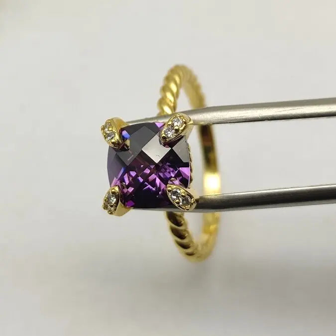 FASHIONISTA DY High-Quality Silver-Plated Diamond-Set Rings, Gold-Plated Colored Gemstone-Set Rings, Jewelry