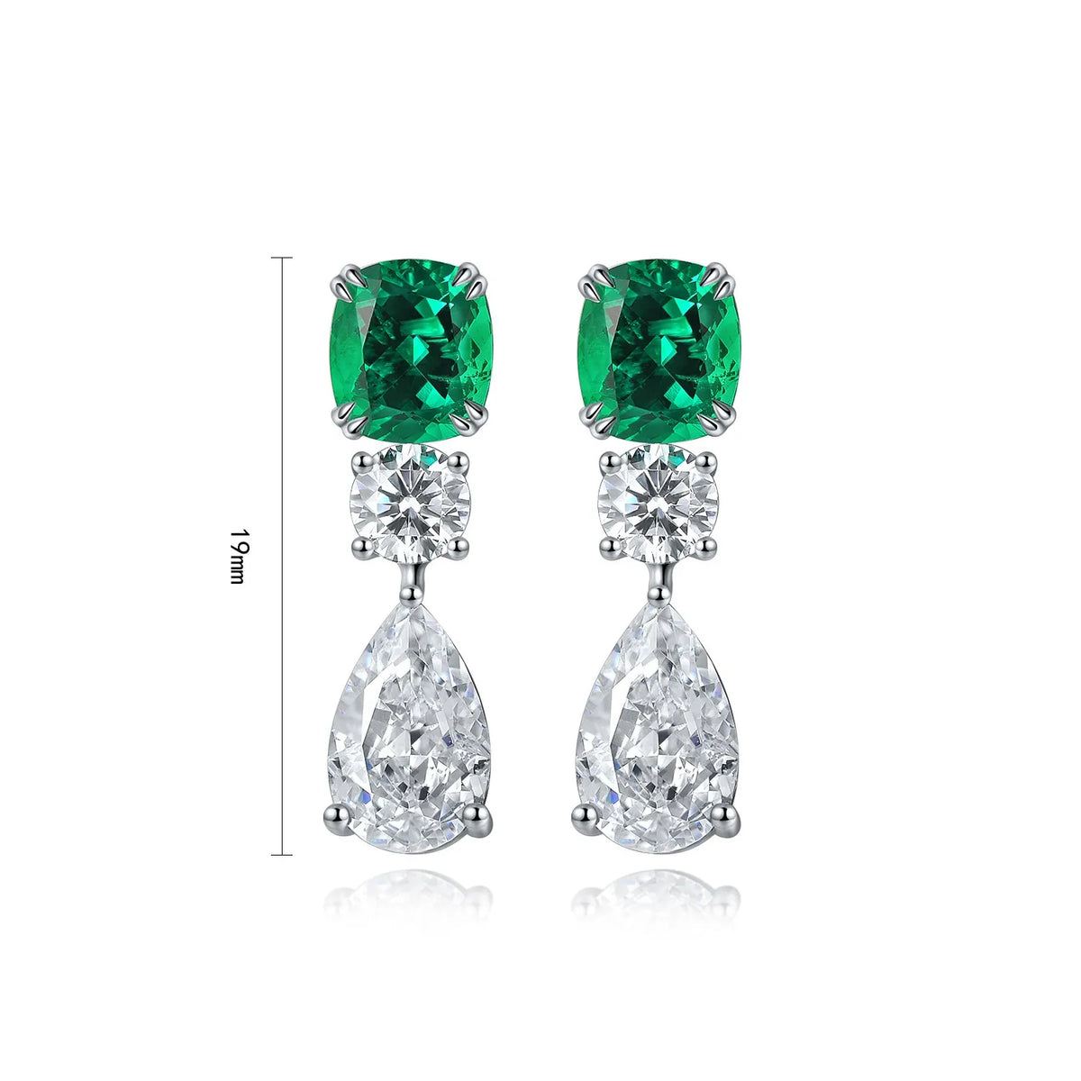 Gemfiori Anster High Quality S925 Lab Grown Emerald Earring Stud Dainty Gemstone Stud Earrings for Women Daily Wear Gift