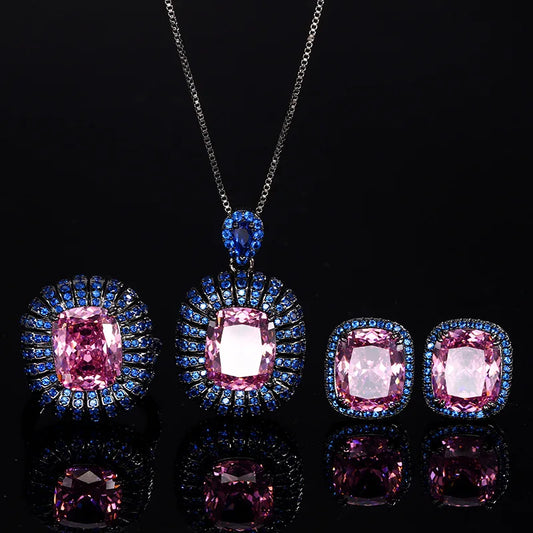 Gemfiori Light Luxury Earrings Necklace Ring Set High-end and Elegant Jewelry Fashionable and Versatile Jewelry