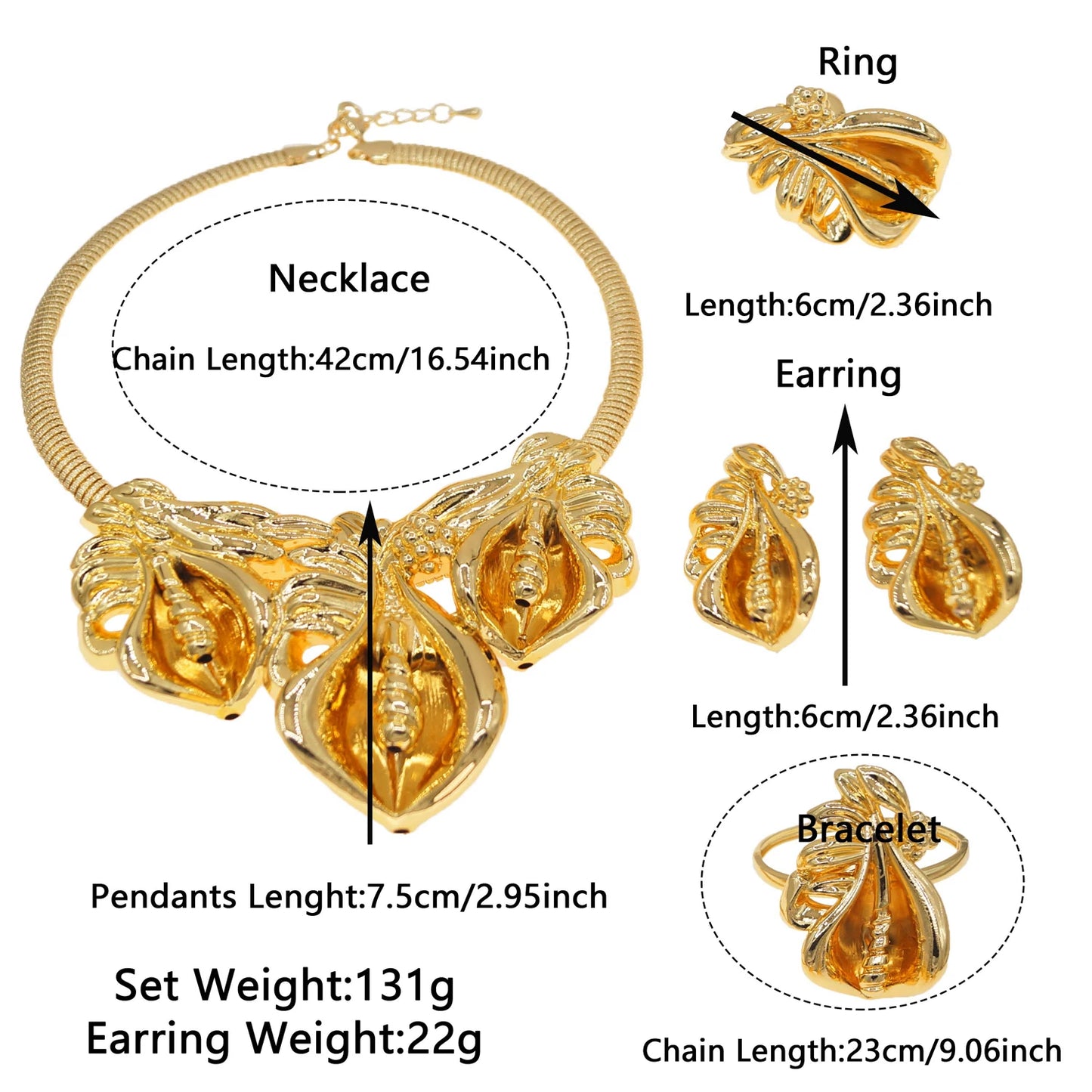 Zhuerrui Luxury Copper Ring Gold Plated Jewelry Set the Latest Trend Fashion Nigerian Engagement Proposal Necklace RingHK02022